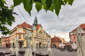 Ptuj (Pettau), the city hall and the buildings of the historic center, Slovenian Styria, Slovenia Ptuj (Pettau), the city hall and the buildings of the historic center, Slovenian Styria, Slovenia